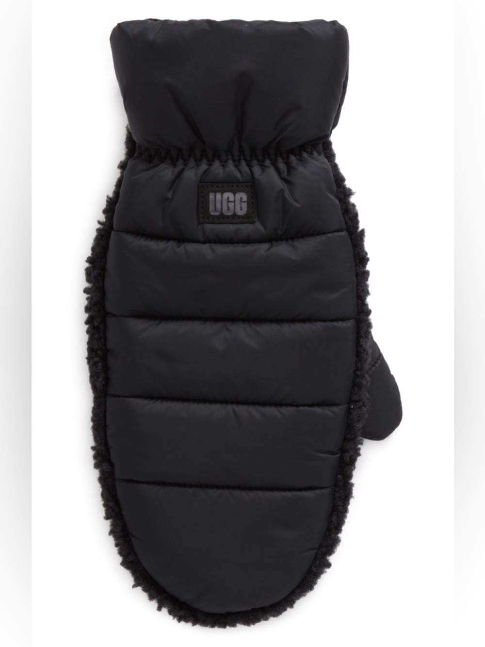 UGG UGGfluff Mittens Black L/XL Quilted Winter Gloves NWT